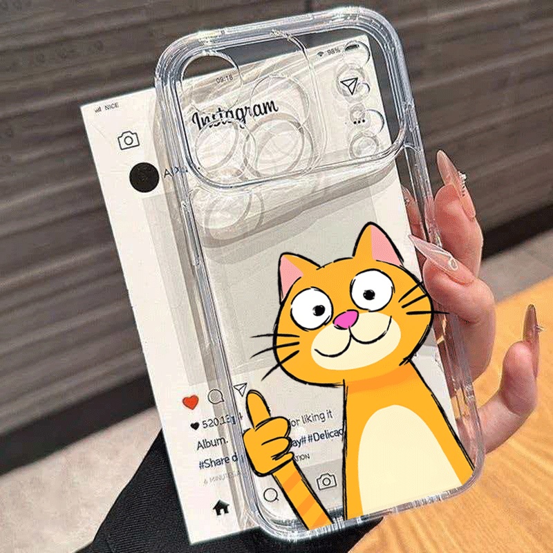 Xiaomi Redmi Note 14 - غطاء هاتف لطيف بتصميم قطة برتقالية